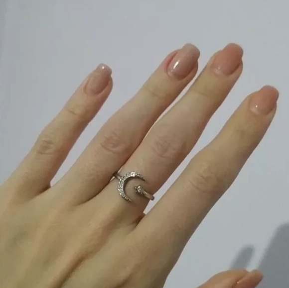 New 925 sterling silver zircon moon star ring! - Picture 3 of 4